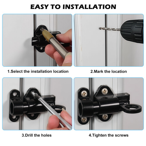 2Pcs High Strength Rebound Latches Window Gate Security-Black 2