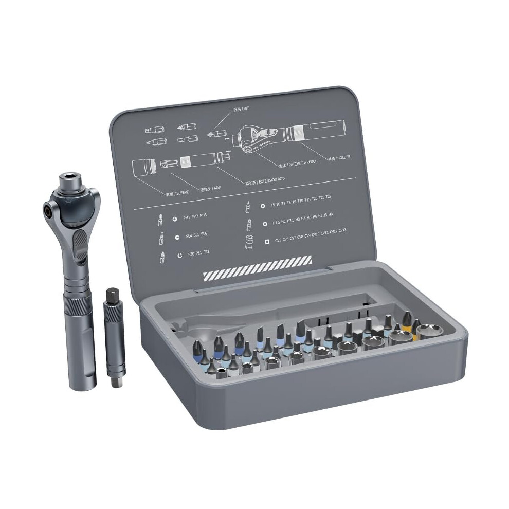 40 In 1 Magnetic Screwdriver Set With S2 Bits And Detachable Handle Ratchet Kit For Furniture Computer Bicycle Repair 9067246538545