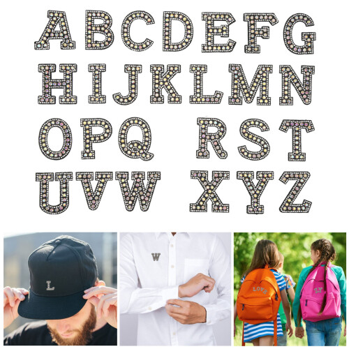 Patchs en lettres - 26 pièces - motif clair - couture DIY