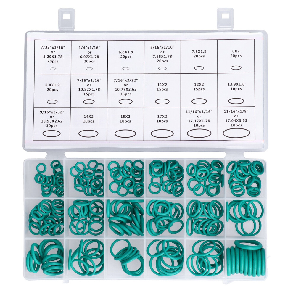 270Pcs Rubber O Rings Set Assorted Sizes Grommets - Green, 18 Sizes 3401358143635