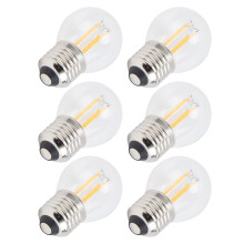 G45 LED-Lampe 6 Stück E27 6W Vintage Glühfaden Transparentes Glas Warmes Licht