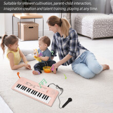 Kids' 37-Key Pink Electronic Piano with Mic and Adjustable Volume