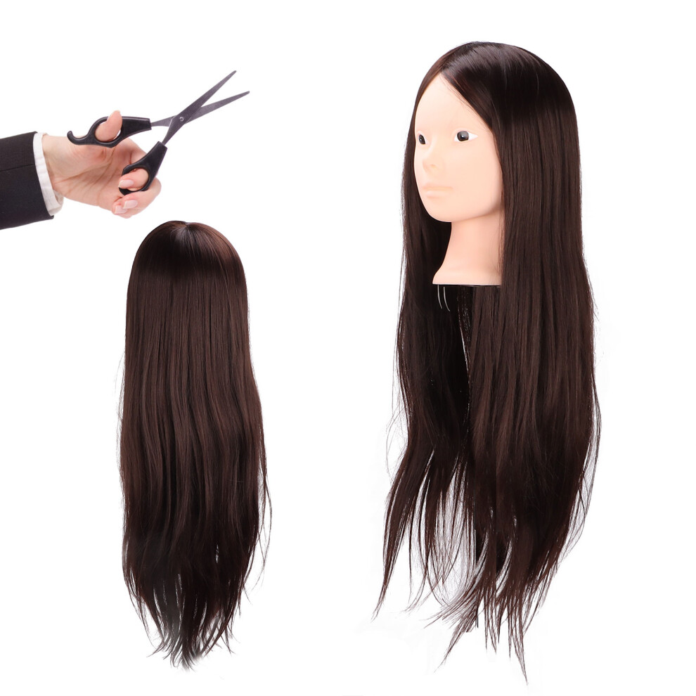 High Temp Synthetic Hair Mannequin Head for Styling Practice, 12'' Brown