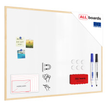 Whiteboard dry erase magnetic surface wooden natural frame 120x90 cm