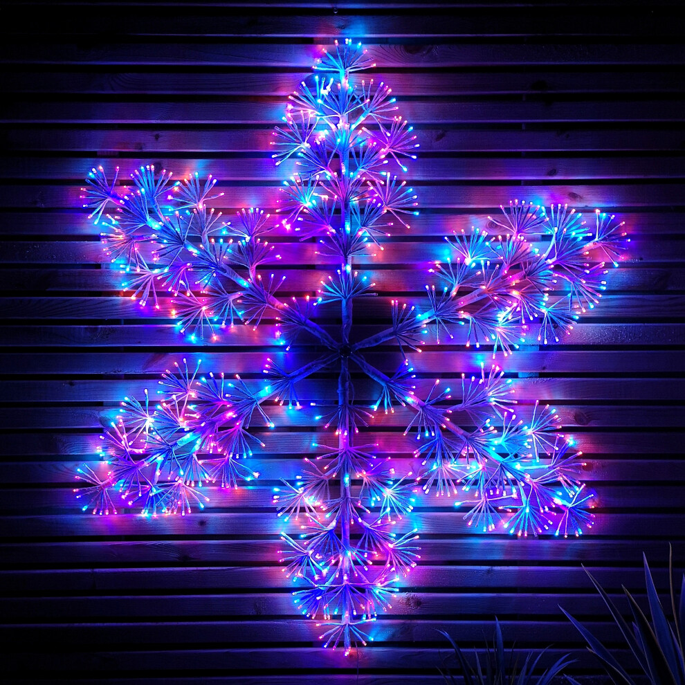 Premier 1.2M Twinkling Starburst Snowflake Christmas Decoration With 960 Rainbow Leds Light