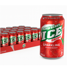Ice Strawberry Sparkling Drink 24 Pack 330ml Cans Refreshing Fizzy Beverage