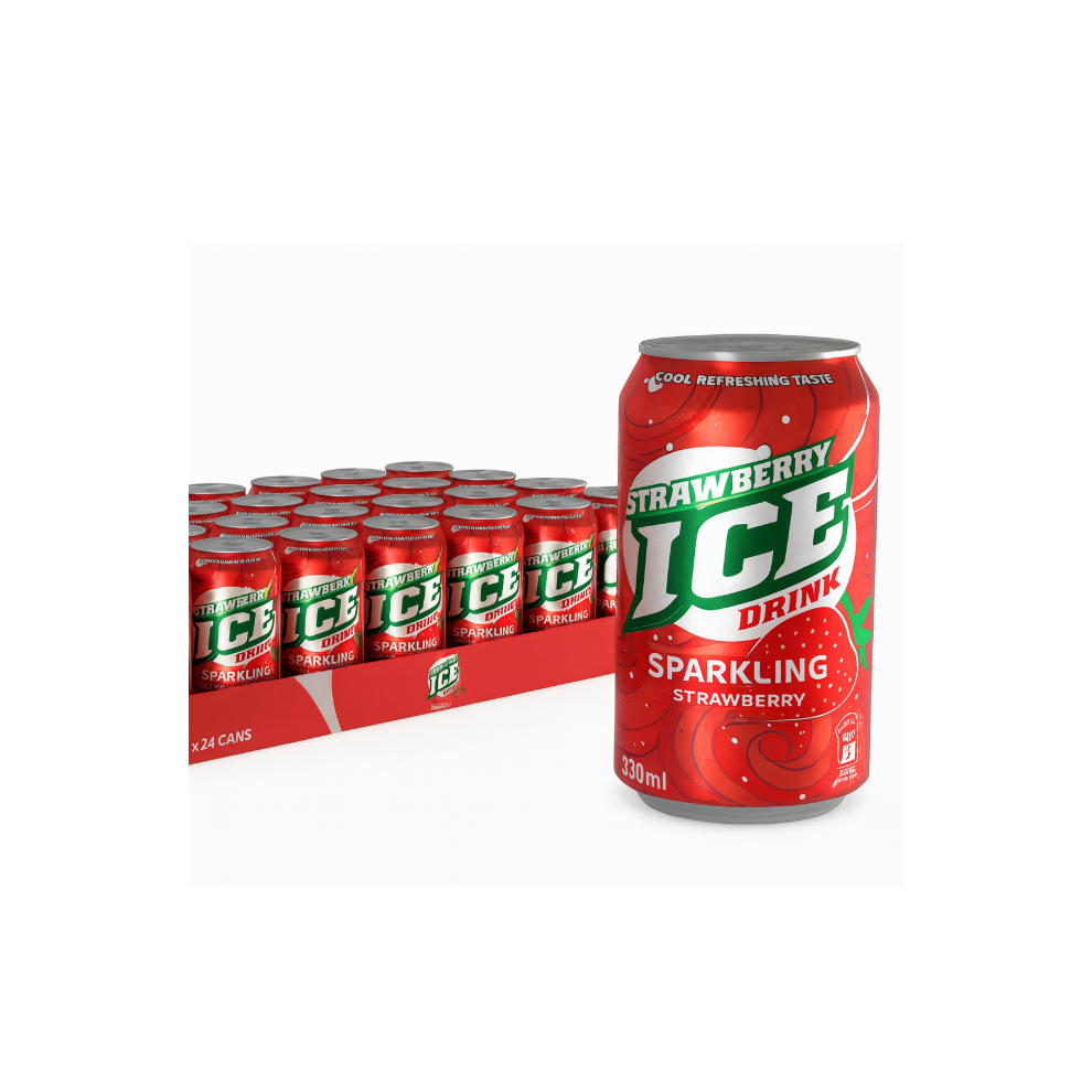 Phoenix Ice Strawberry Sparkling Drink 24 Pack 330Ml Cans Refreshing Fizzy Beverage