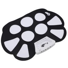 Portable Roll Up Drum Kit 9 Pads Electronic Drums for Kids, Black & White