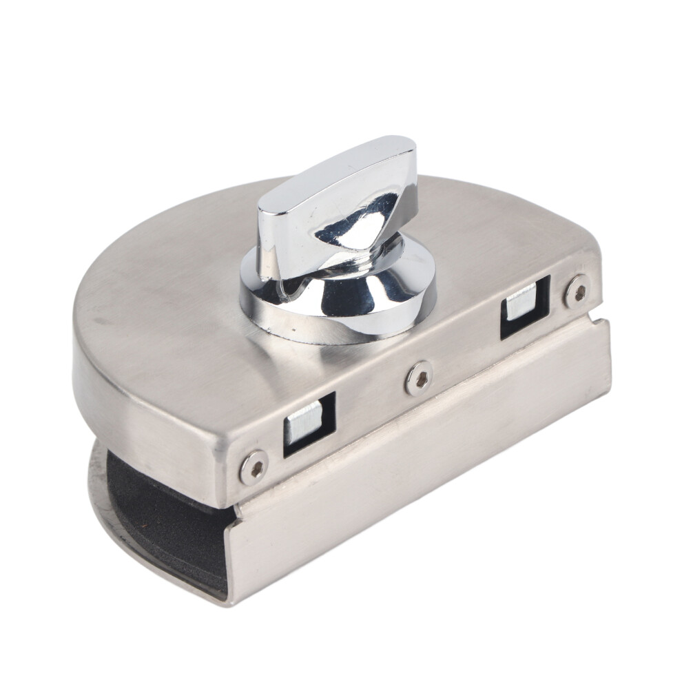 Stainless Steel Frameless Glass Door Lock 10-12Mm No Drill Sliding 8071358159544