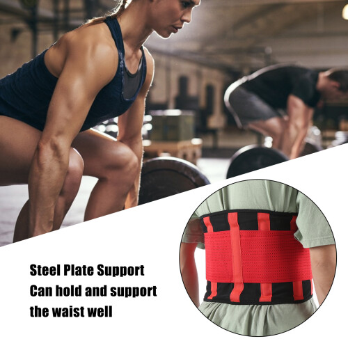 Adjustable Lumbar Back Support Belt Breathable M Size Red 2