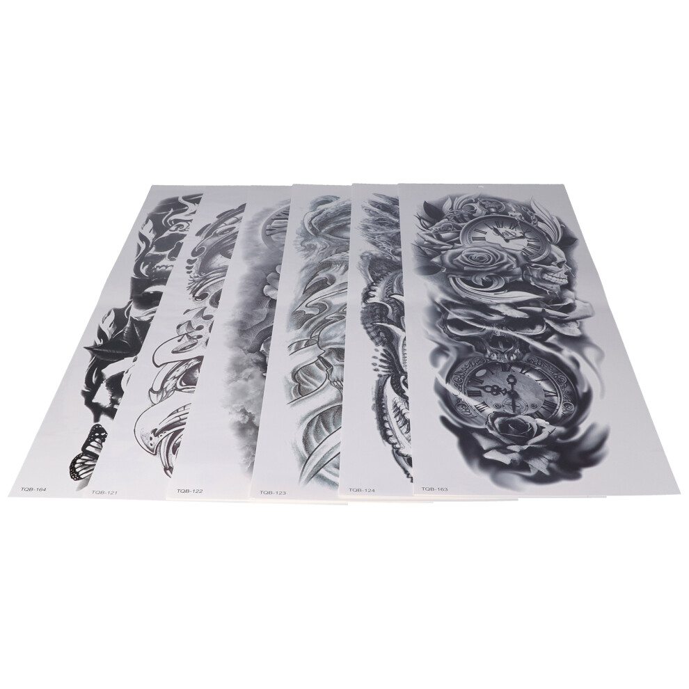 6pcs Assorted Design Waterproof Arm Fake Tattoos for Parties & More