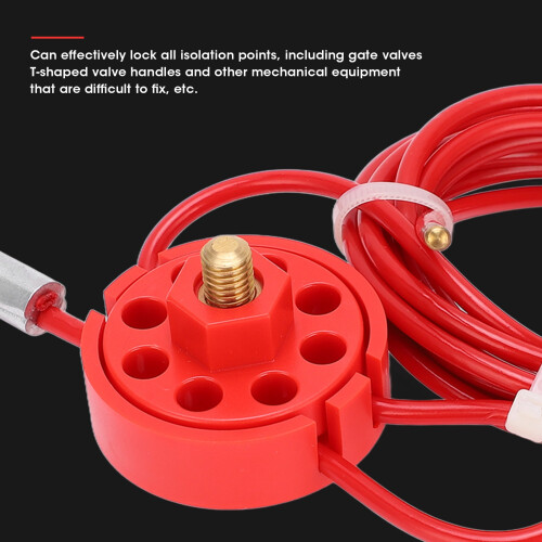 Safety Lockout Cable 2m Stainless Steel Lockable Handle Adjustable for Tagout 2