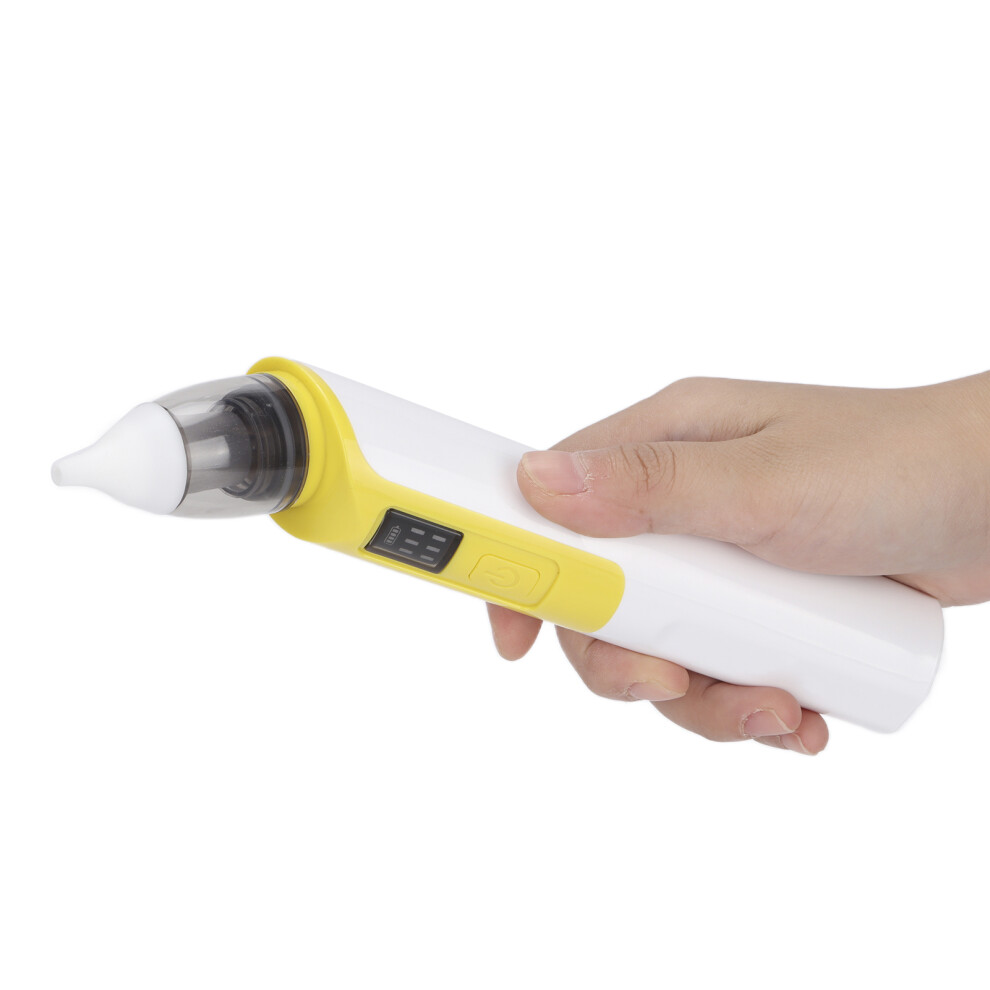 Yellow Waterproof Baby Nasal Aspirator With Rechargeable Lithium Battery, Soft Silicone, Strong Suction