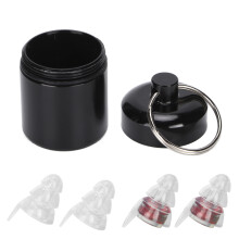 Wiederverwendbare Geräuschreduktions-Ohrstöpsel für Musik und Wassersport, schwarze Aluminiumbox