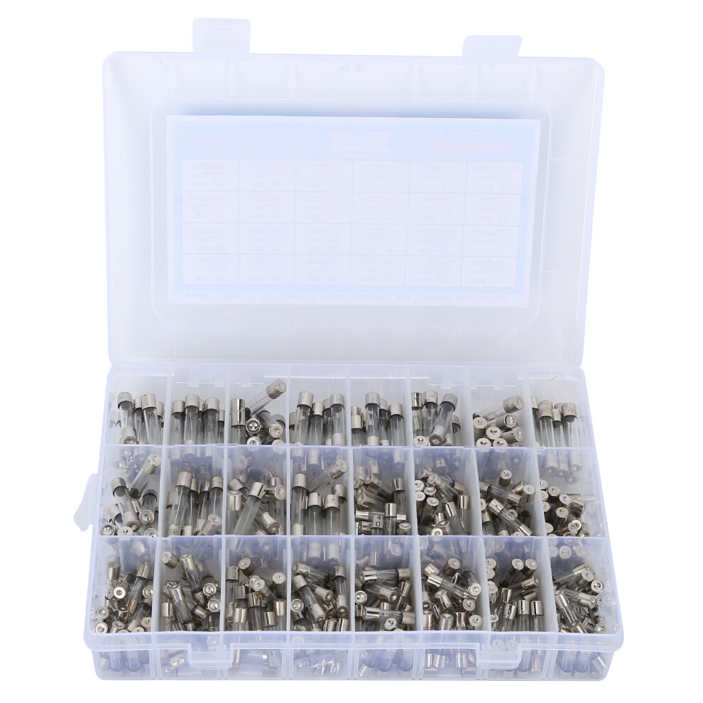 360Pcs Glass Tube Fuses Assortment Kit 0.25A-20A 250V 5011358179947