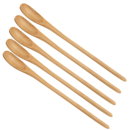 5pcs Wooden Spoons Set - Oval, Light, Comfortable Grip, 20.2cm