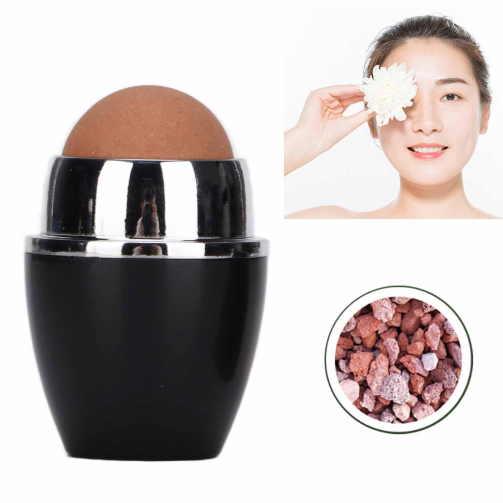 Black Natural Volcanic Stone Roller For Oil Control & Facial Massage