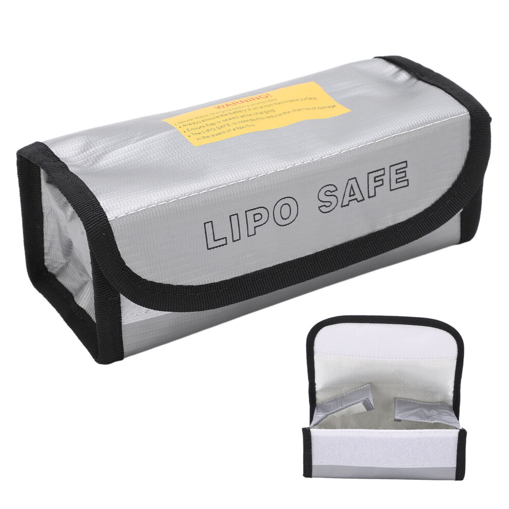 High Temp Flame Retardant Lithium Battery Fireproof Explosion Proof Safety Bag 185X75x60mm Silver 6951358184673