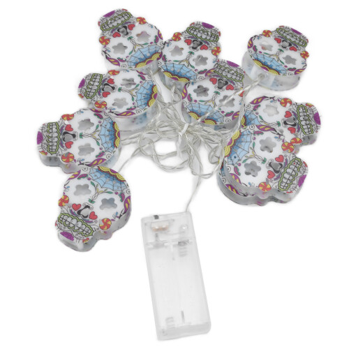 10LED Skull String Lights for Halloween Party | Warm Light, Battery Operated 1
