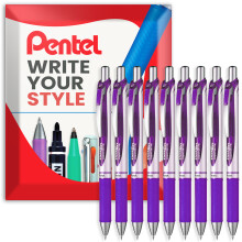 Pentel EnerGel BL77 Liquid Gel Pen - 0.7mm - Purple Wallet of 9