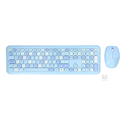 Wireless Retro Color Keyboard Mouse Combo 2.4G Blue 1