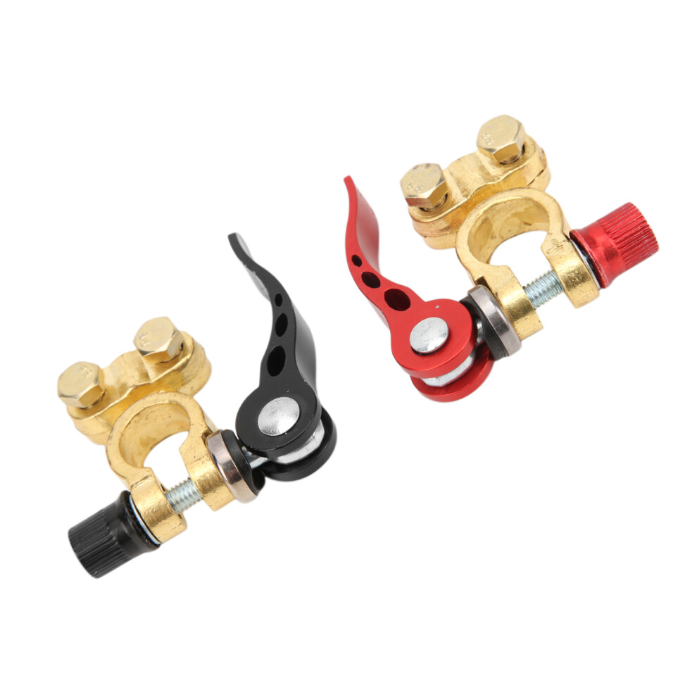 High Temp Brass Battery Terminal Clamp For 45Ah-200Ah Cars Black/Red 8041358204209