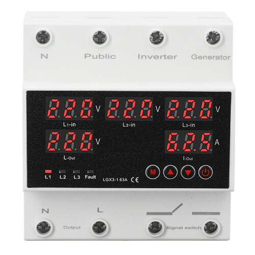 3-Phasen-4-Draht-Automatik-Transferschalter, 63 A, 1