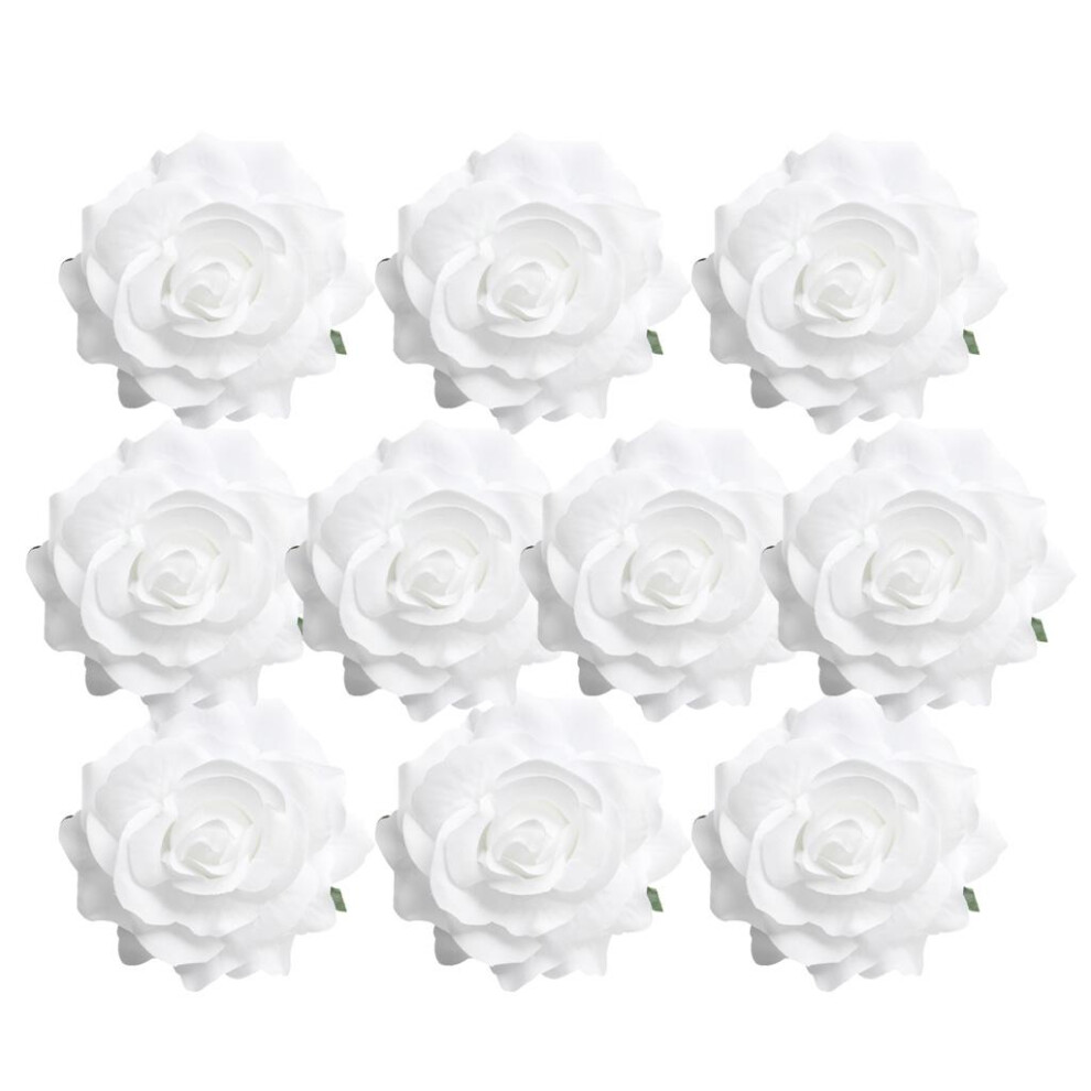 10 Pieces Artificial Silk R Buds Flower Head DIY Accessories white-image-OPC-PMRQBFW-NEW
