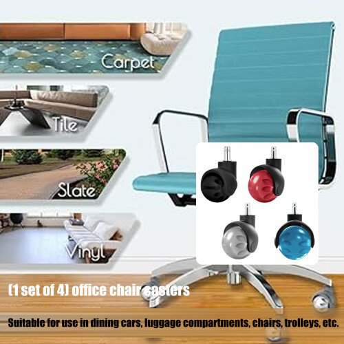 Office Computer Chair Wheel 360 Degree Swivels Rollers-Silver 2