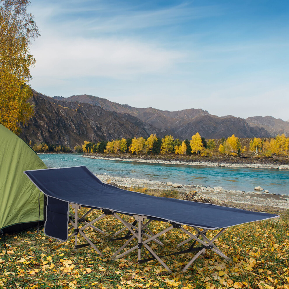 Outsunny Single Portable Outdoor Military Sleeping Bed Camping Cot Blue