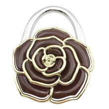 Flower Pattern Fashion Table Hook Desk Holder Bag Table-Brown.