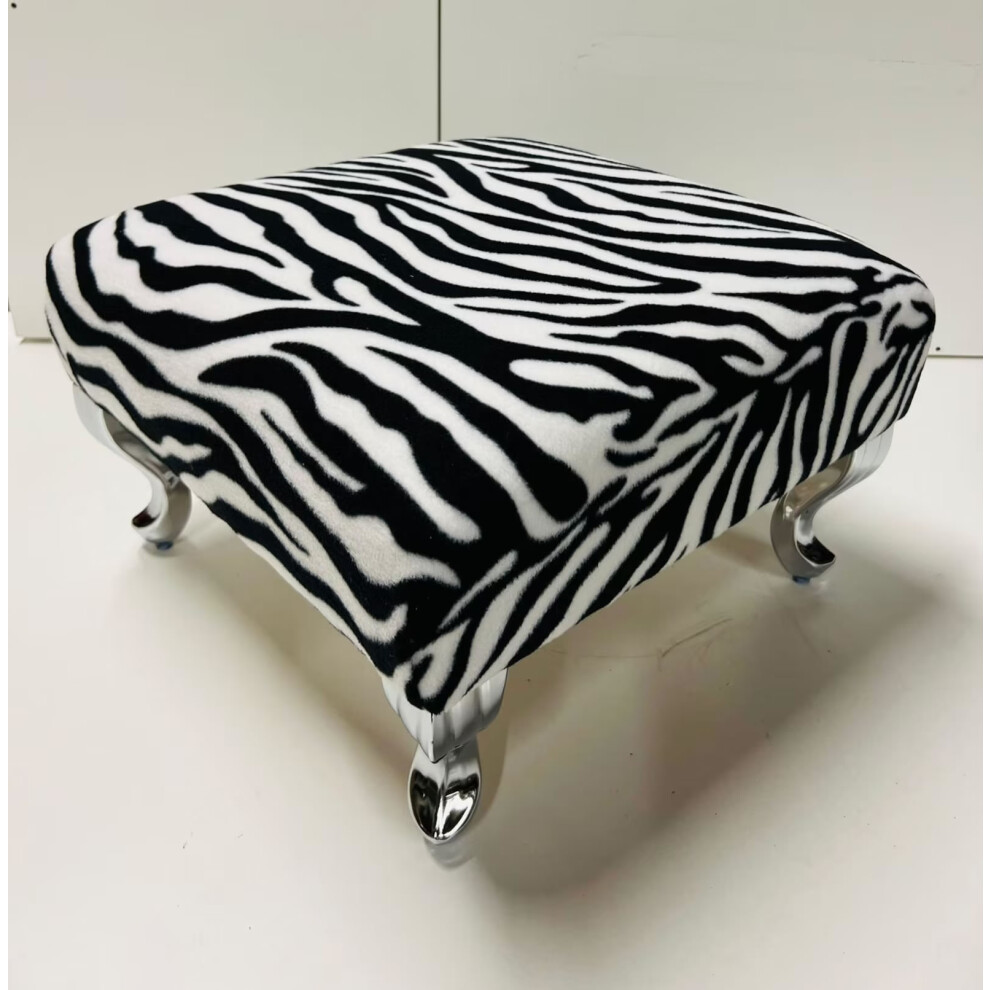 Handmade Zebra Print Footstool - Silver Metal Leg-image-OPC-PMP6H8D-NEW