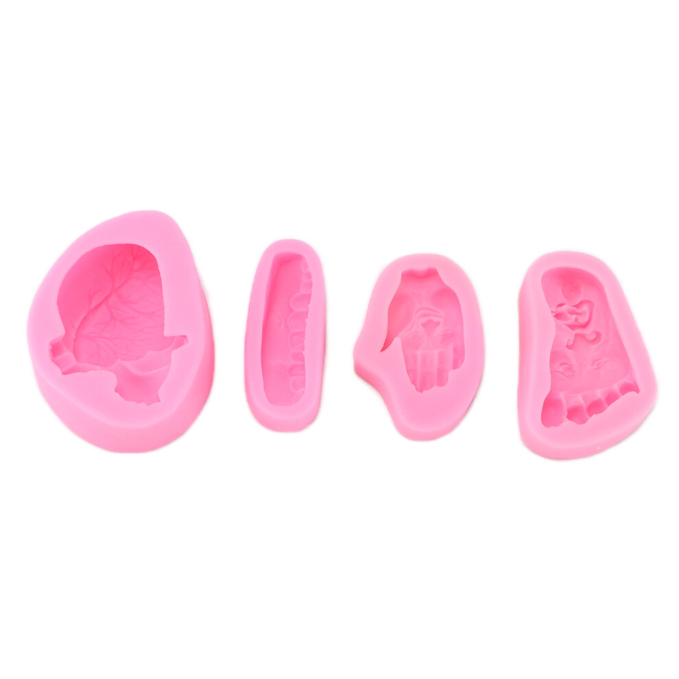 4Pcs Halloween Silicone Molds Pink High Temp Nonstick Baking DIY Cake Chocolate-image-OPC-PMRQGX5-NEW