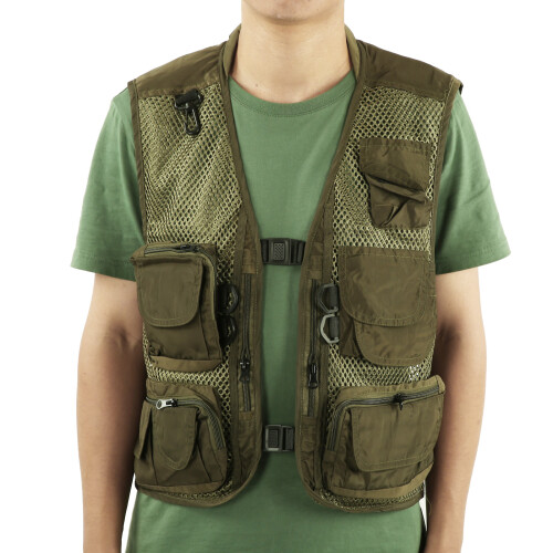 MultiPocket Breathable Fishing Vest XL, Adjustable Nylon Polyester