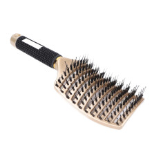 Curved Nylon Detangler Brush, Gold, Professional Hair Paddle, 25.5x7.5cm
