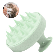 Spazzola massaggiante per cuoio capelluto in silicone verde 7 x 8 cm