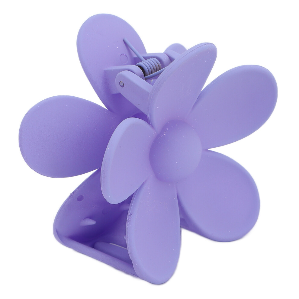 Light/Purple Double Lock Matt Plastic Hair Clip With Flower Design In