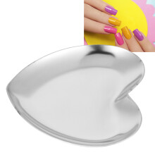Herzförmige Make-up- und Nagelkunstpalette aus Edelstahl, silberne Farbe