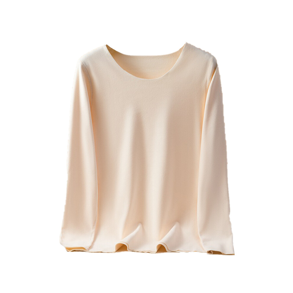 (Skin Color, L) Women Underwear Leisure Time Warm Lingerie Round Neck Base Layer Tops-image-OPC-PMRQM6H-NEW