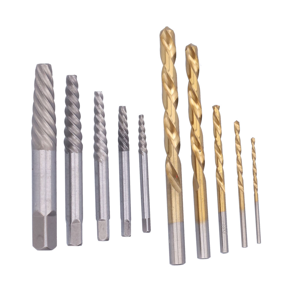 10Pcs Hss Screw Extractor Set, Sizes 5/64"-19/64" For Damaged Bolts 4941358221104