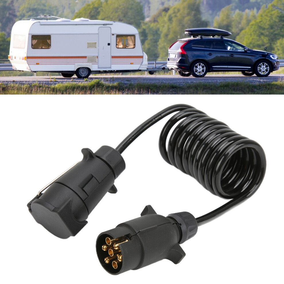 7 Pin Trailer Plug Extension Cord 2M, Abs Copper, Black 4671358224033