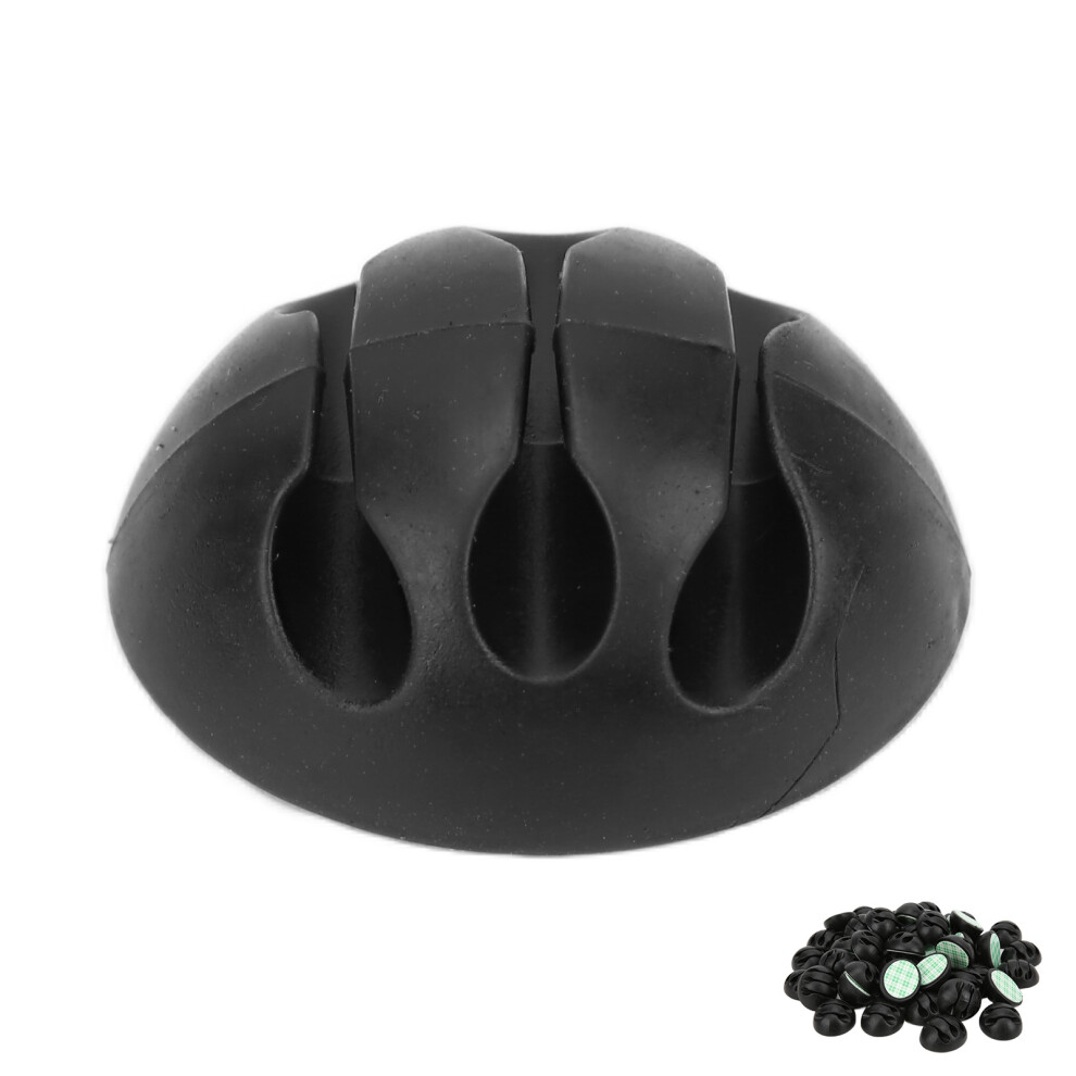 50pcs Black Silica Gel Cable Clips 3-Hole Wire Organizer Holders-image-OPC-PMRQV2R-NEW