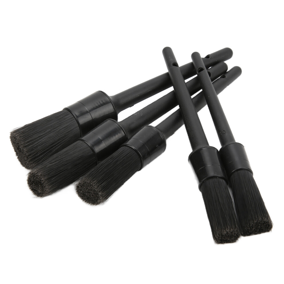 5Pcs Auto Detailing Brush Set For Car & Engine Cleaning, Black 7891358230422