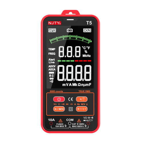 6000 Counts T5 Multimeter 3.8" LCD NCV Detection AC/DC Tester w/ Flashlight 2