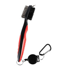 Golf Club Cleaning Brush Double-Sided, Grooves Cleaner For Golf Clubs And Putters, Red, With Carabiner