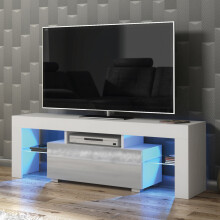 Floe TV Unit 130cm - White & Grey Gloss Doors