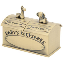 Coffret souvenir pour bébé zinc patiné vert 6,1x5x3,5 cm