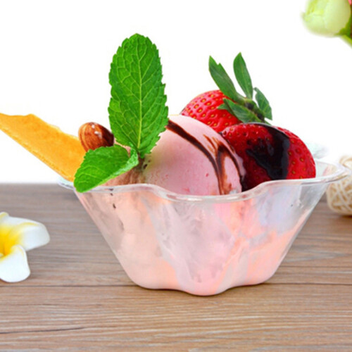 100 Pieces Flower Shaped Ice Cream Bowl Stackable Single Use Dessert 2