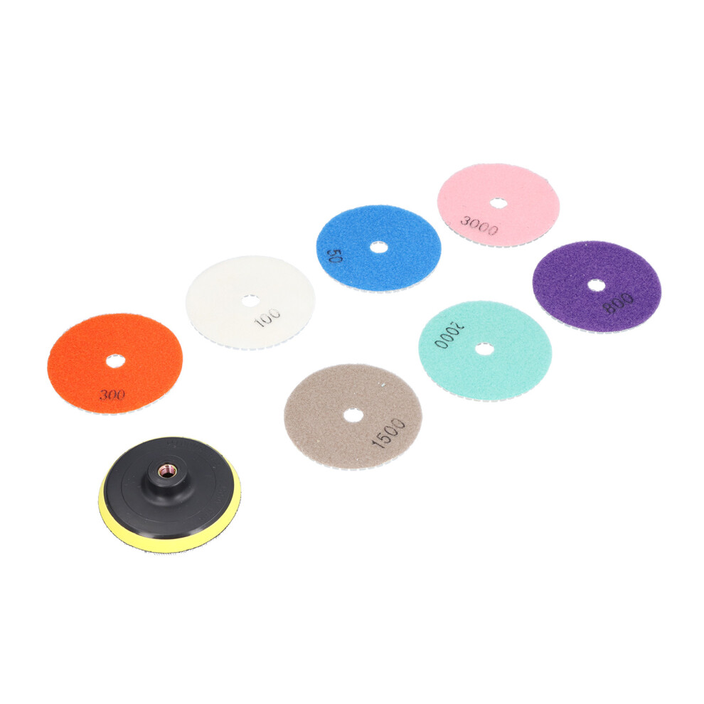 7Pcs Diamond Polishing Pads Kit 4In Grit 50-3000 For Stone & Tile 4931358235591