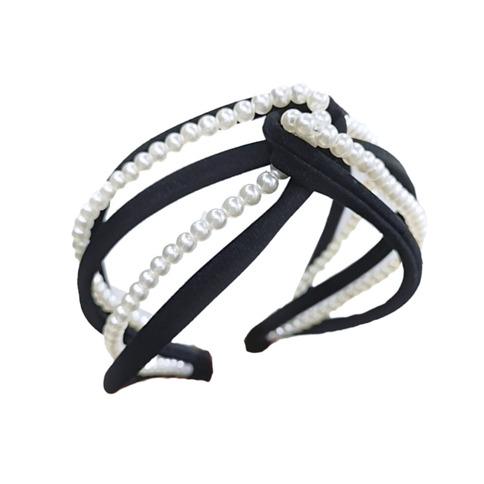 (Black) Hair Band Pearl Twist Knot Headband Hairbands Multi-colored Headbands-image-OPC-PMRRB6R-NEW